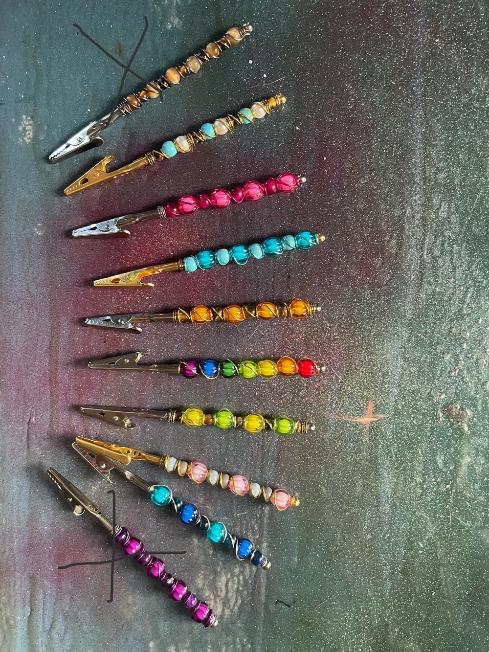 Beaded Metal Alligator Clips - Multi Color